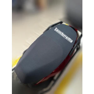 Lambretta X300 Siyah Kumaş Motosiklet Sele Kılıfı Logolu Penye Sele Koltuk Kılıfı-S