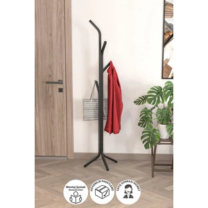 Metal Elbise Askılığı Portmanto Askılık Siyah