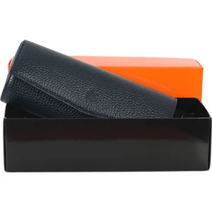 Koyu Mavi Hakiki Deri Gözlük Kabı - Kılıfı Büyük - 60346B08