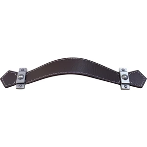 Deri Kulp Yatay Flore Antik Gümüş Acı Koyu Kahve Deri Kulp 160 mm