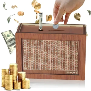 Hediyelik Parabox 10.000TL Ahşap Kumbara Para Biriktirme Hedef Kutusu