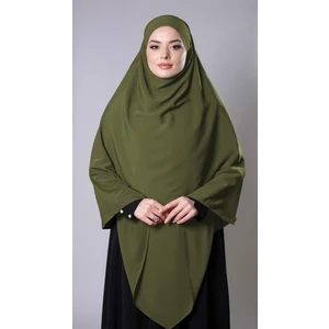 Hürrem Bone Haki Pratik Hazır Geçmeli Tesettür Eşarp Medine Ipeği Bağcıklı Sufle 2301_09