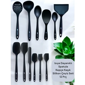 Isıya Dayanıklı 12 Prç Silikon Spatula Kepçe Kaşık Kevgir Çeyiz Seti
