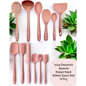 Isıya Dayanıklı 12 Prç Silikon Spatula Kepçe Kaşık Kevgir Çeyiz Seti