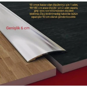 Premium Geniş Alüminyum 6 cm Kapı Eşik Profili, Parke Çıtası, Kapı Eşiği, Mat Gümüş Gri 90 cm