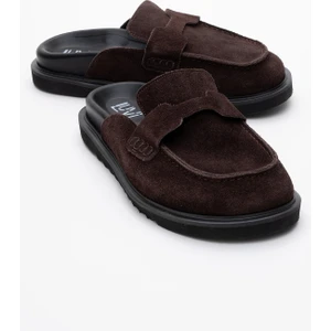 Laven Kahve Süet Deri Kadın Terlik