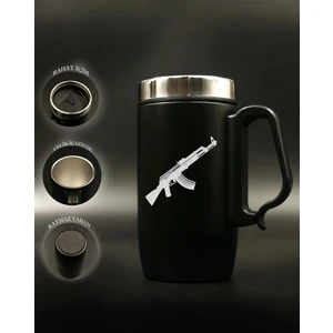 Nesnel Yayınları Nesnel Gift Siyah Çelik Kulplu Bardak Termos - AK47 Modelli