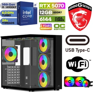 Gaming Pc Ddr5 -Rtx 5070 12GB – Intel I9 14900KF  – 32GB - 64GB Ddr5 Ram – 1 Tb M.2 SSD – Sıvı Sogutmalı – Windows 11 Pro Masaüstü Bilgisayar