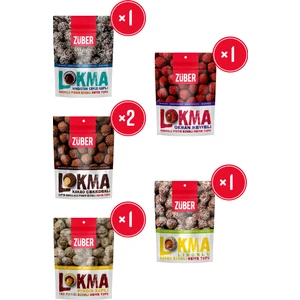 Lokma Atıştırmalık Paketi 5 Çeşit Kakaolu Fındık ve Meyve Topu 1 Adet