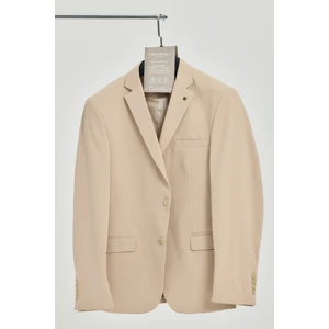 Baselna Erkek Kahve Esneyen Likralı Kumaşlı Tam Astarlı Slim Fit Mono Yaka Dar Kesim  Blazer Ceket