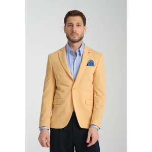 Baselna Erkek Kahve Esneyen Likralı Kumaşlı Tam Astarlı Slim Fit Mono Yaka Dar Kesim  Blazer Ceket