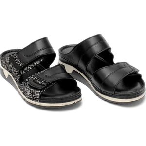 Elit Rhmm-17 Kadın  Deri Ortopedik Düz Terlik Siyah