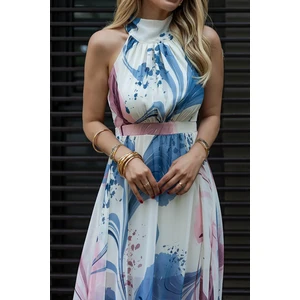 Neşeli Butik Kadın Halter Yaka Astarlı Maxi Şifon Elbise NBMY3242