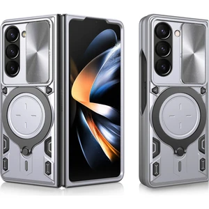 MMP Shop Samsung Galaxy Z Fold 6 Uyumlu Kamera Koruma 360 Dönebilen Magsafe Halka Stand Özellikli Tank Kılıf