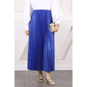 İmaj Butik Saks Mavi Bel Lastikli Piliseli Etek