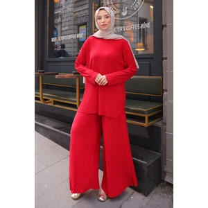 İmaj Butik Gül Kurusu Piliseli Sandy Tunik Pantolon Takım
