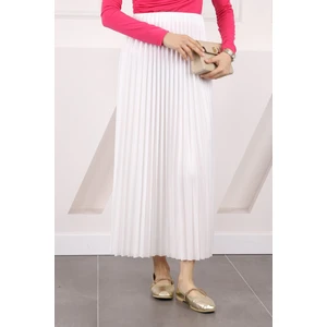 İmaj Butik Ekru Bel Lastikli Piliseli Etek