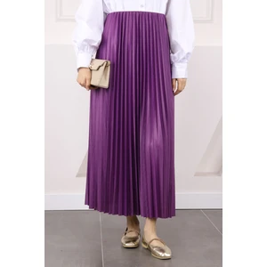 İmaj Butik Mor Bel Lastikli Piliseli Etek