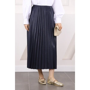 İmaj Butik Lacivert Bel Lastikli Piliseli Etek