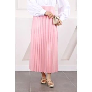 İmaj Butik Pembe Bel Lastikli Piliseli Etek