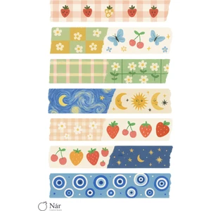 Pastel Masallı Şerit Stickerlar - 4 Sayfa- Şerit Çıkartmalar Seti