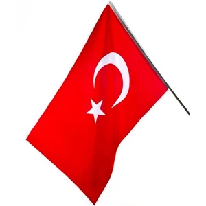 Türk Bayrağı 20X30 cm Alpaka Kumaş - Sopalı