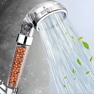 Filtreli Basınçlı Mineral Taşlı Duş Başlığı – Turmalin ve Negatif Iyon Boncuklu, Su Tasarruflu, Lazer Delikli