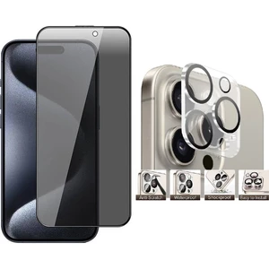 iPhone 16 Pro Max Uyumlu New 5D Privacy Hayalet Cam Ekran Koruyucu + İntegrated Kamera Lens Koruyucu