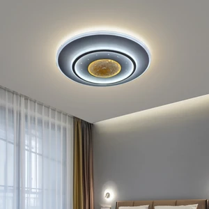 Ay Efektli Üç Renk Kumandalı LED Plafonyer Avize