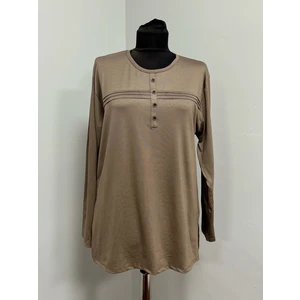 Kadın Rikralı Anne Penye Orta Yaş ve Üzeri Çizgili Şeritli Düğme Detaylı Bluz