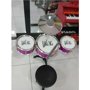 3 Lü Tabureli Drum Bateri Seti /3 Bateri Yanyana Ölçüldüğünde 53 cm