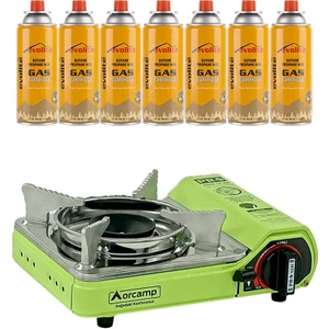 Mini Portatif Kamp Ocağı Yeşil + 7 Evolite 227 Gr Gaz Kartuşu Evo-006-A6