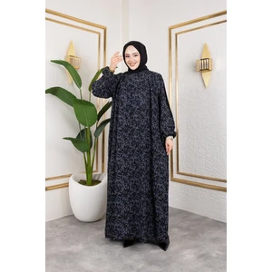 Nevayla Moda Robalı Desenli Viskon Elbise - Gri / E0126