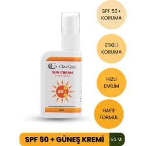 Glow Genix Tüm Cilt Tiplerine Uygun Yüksek Uv Korumalı Leke Önleyici Spf 50 Güneş Kremi 50 ml