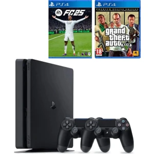 Playstation 4 Slim 1 Tb + 2. Dualshock Kol + Ps4 Fc 25 + Gta 5 (Ithalatçı )