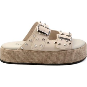 Bej Leather Kadın Terlik K04423050003