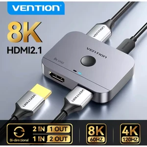 HDMI Dağıtıcı 8K/60Hz+4K/120Hz Çift Yönlü 2 Giriş 1 Çıkış HDMI Switcher Düğmesi HDMI 2.1 Splitter Anahtarı Type-C Güç Kablosu Hediye CE Lisanslı Orjinal