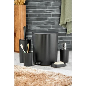 Este -  5 Parça Pedallı Banyo Seti - Yuvarlak Çöp Kovası Wc Fırçası Sıvı-Katı Sabunluk Diş Fırçası