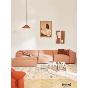 Most Mollis Plus 3 Modül Sol Köşe Koltuk Kiremit Keten Kumaş Yataş Sünger(Evinize Teslim)