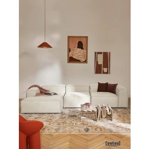 Most Mollis Plus 3 Modül Sol Köşe Koltuk 01 Kırık Beyaz Keten Kumaş Yataş Sünger(Evinize Teslim)