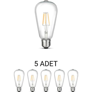 CT-4353 ST64 Rustik LED Ampul 8W Beyaz Işık - 5’li Paket