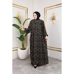 Nevayla Moda Robalı Desenli Viskon Elbise - Gri / E0126