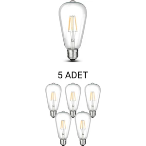 CT-4353 ST64 Rustik LED Ampul 8W Günışığı - 5’li Paket