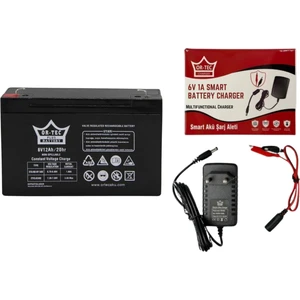 6 Volt 12 Amper Oyuncak Akülü Araba Için Akü ve Şarj Aleti