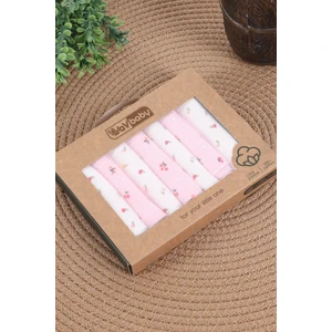 Vav Baby Vavbaby 7’li Bebek Ağız Mendili Seti –  Pamuk, Yumuşak ve Emici Çiçekli Pembe-Beyaz