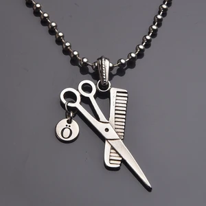 İdol Avm Harfli Makas Tarak Erkek Kolye Takı Berber Kuaför Hediyelik Aksesuar