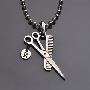 İdol Avm Harfli Makas Tarak Erkek Kolye Takı Berber Kuaför Hediyelik Aksesuar