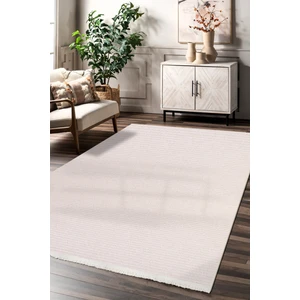 Lidya Bukle Beyaz Çizgili Halı – Kaydırmaz, Kadife Dokulu, Kolay Temizlik, Modern ve Hijyenik Tasarım