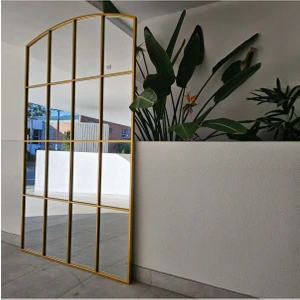 200 x 120  cm  Büyük Pencereli Ayna - Özel Ahşap Üretim Dev Boy Aynası - Gold