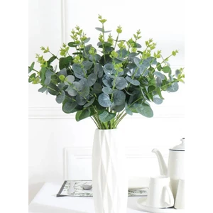 Yapay 16 Dallı Islak Okaliptus Bitkisi 46 cm Yeşil Renk Ev Dekor Aranjman Vazo Banyo Süsü